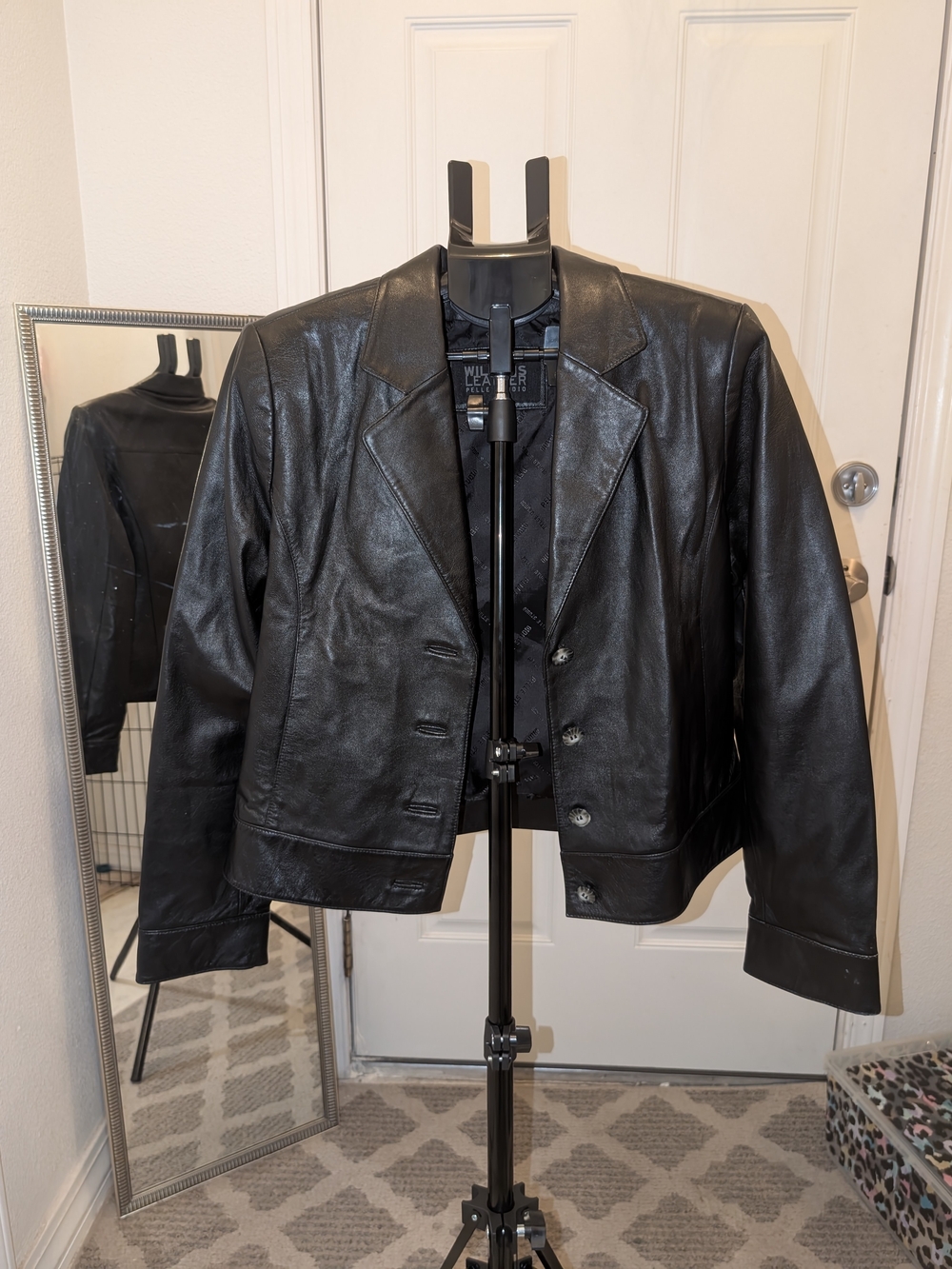 Vintage Wilsons Leather Black Women's Button-Front 100% Real Leather Jacket